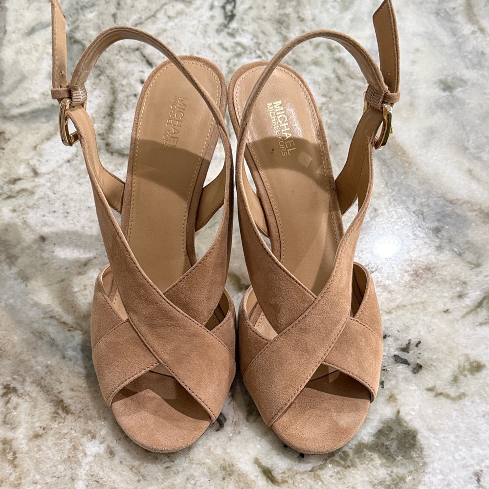Michael Kors Beige Crisscross Sandals
